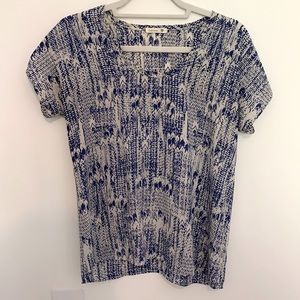 White & Blue Short Sleeve Top // XSmall